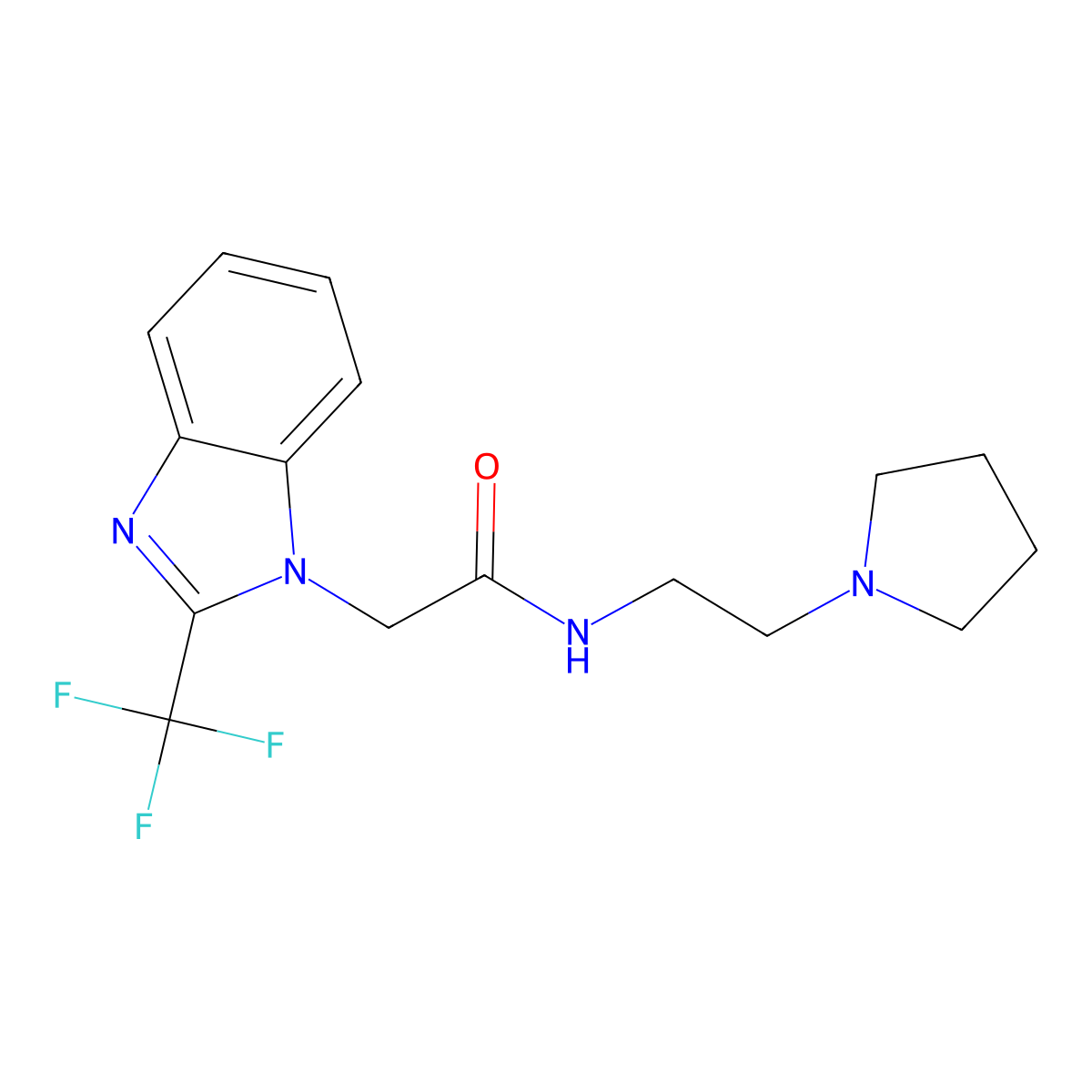 N-(2-pyrrolidin-1-ylethyl)-2-[2-(trifluoromethyl)benzimidazol-1-yl]acetamide molecular structure, CAS 708249-71-2