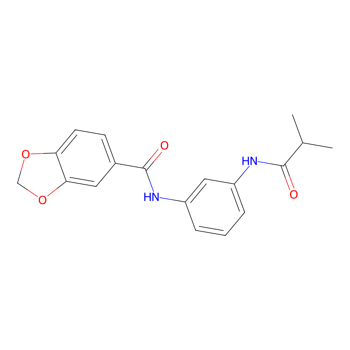 N-[3-(2-methylpropanoylamino)phenyl]-1,3-benzodioxole-5-carboxamide molecular structure, CAS 708249-74-5