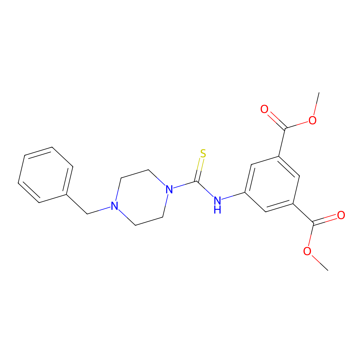 Dimethyl 5-{[(4-benzylpiperazin-1-yl)carbonothioyl]amino}benzene-1,3-dicarboxylate molecular structure, CAS 708250-07-1