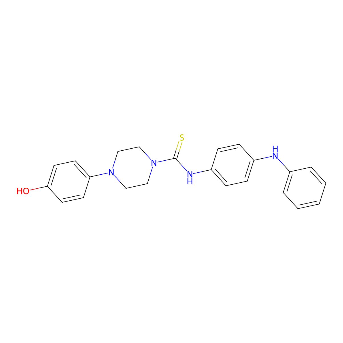 4-(4-hydroxyphenyl)-N-[4-(phenylamino)phenyl]piperazine-1-carbothioamide molecular structure, CAS 708250-40-2