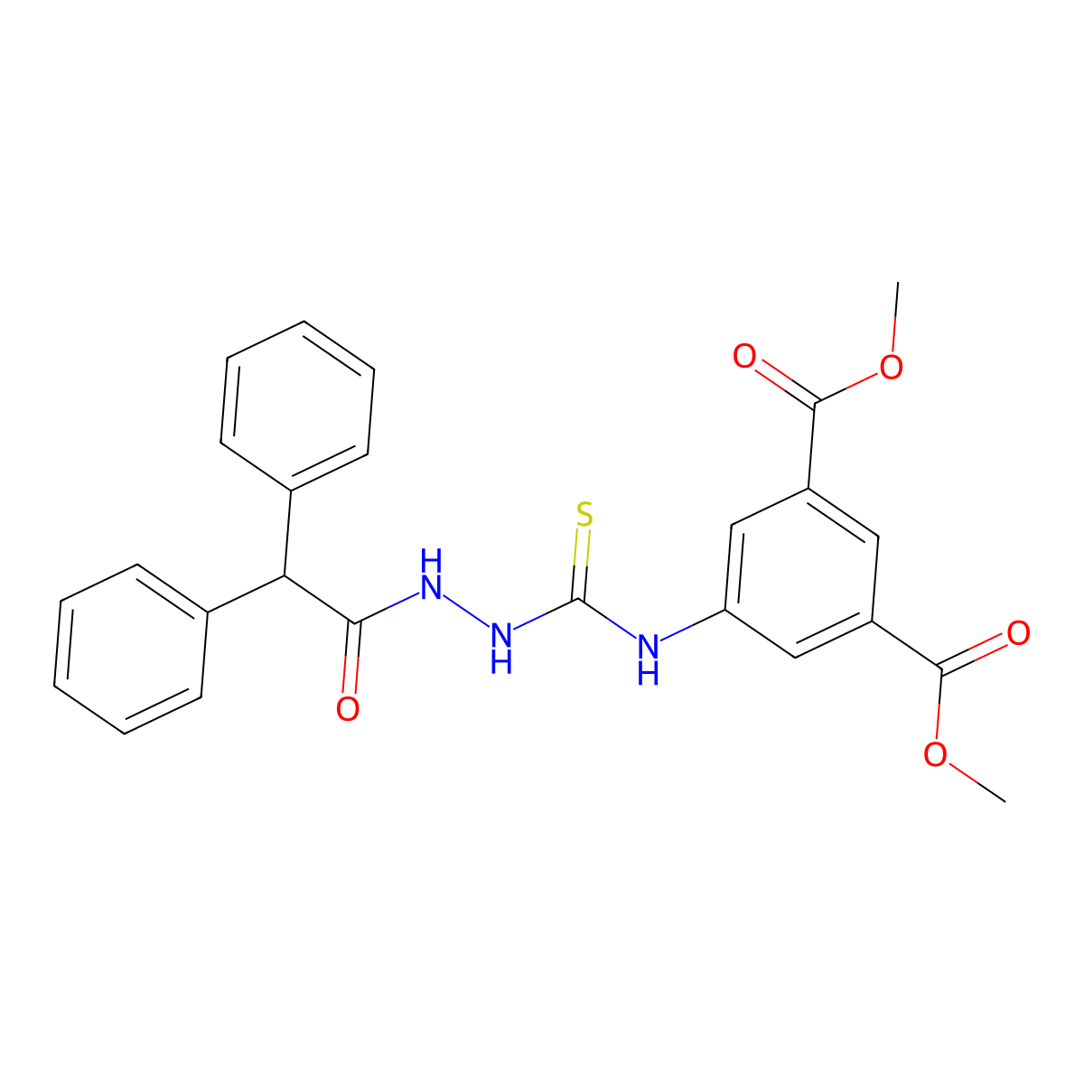 Dimethyl 5-({[2-(diphenylacetyl)hydrazinyl]carbonothioyl}amino)benzene-1,3-dicarboxylate molecular structure, CAS 708250-43-5