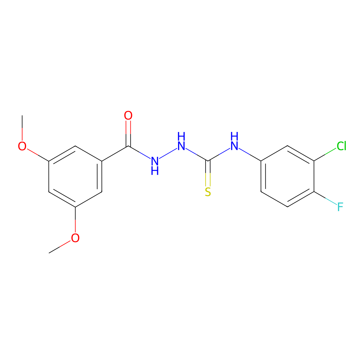1-(3-Chloro-4-fluorophenyl)-3-[(3,5-dimethoxybenzoyl)amino]thiourea molecular structure, CAS 708250-46-8