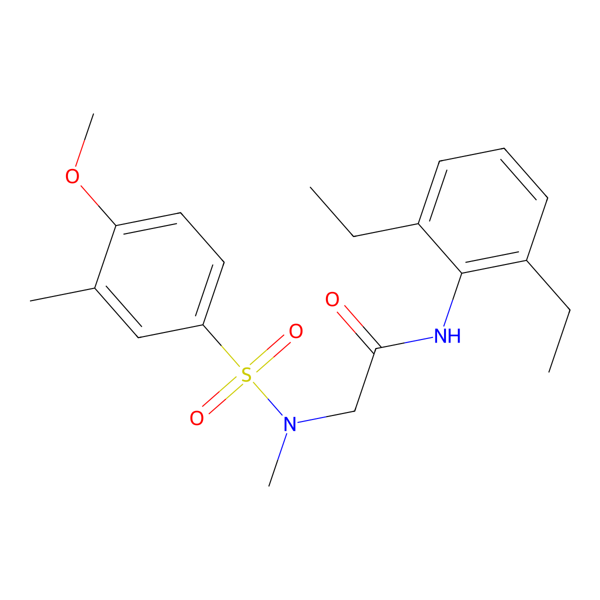 N-(2,6-diethylphenyl)-2-[(4-methoxy-3-methylphenyl)sulfonyl-methylamino]acetamide molecular structure, CAS 708250-50-4