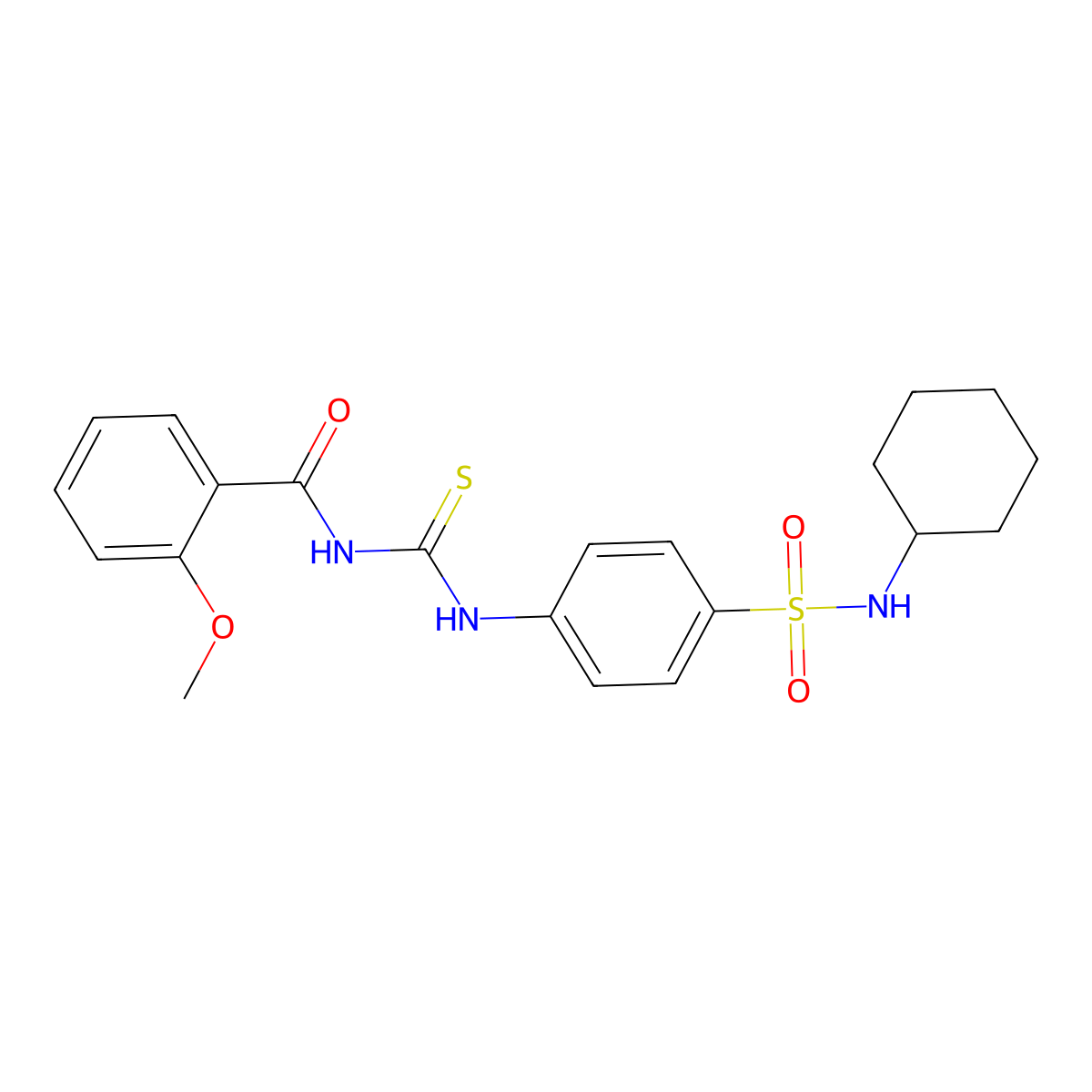 N-[({4-[(cyclohexylamino)sulfonyl]phenyl}amino)carbonothioyl]-2-methoxybenzamide molecular structure, CAS 708250-63-9