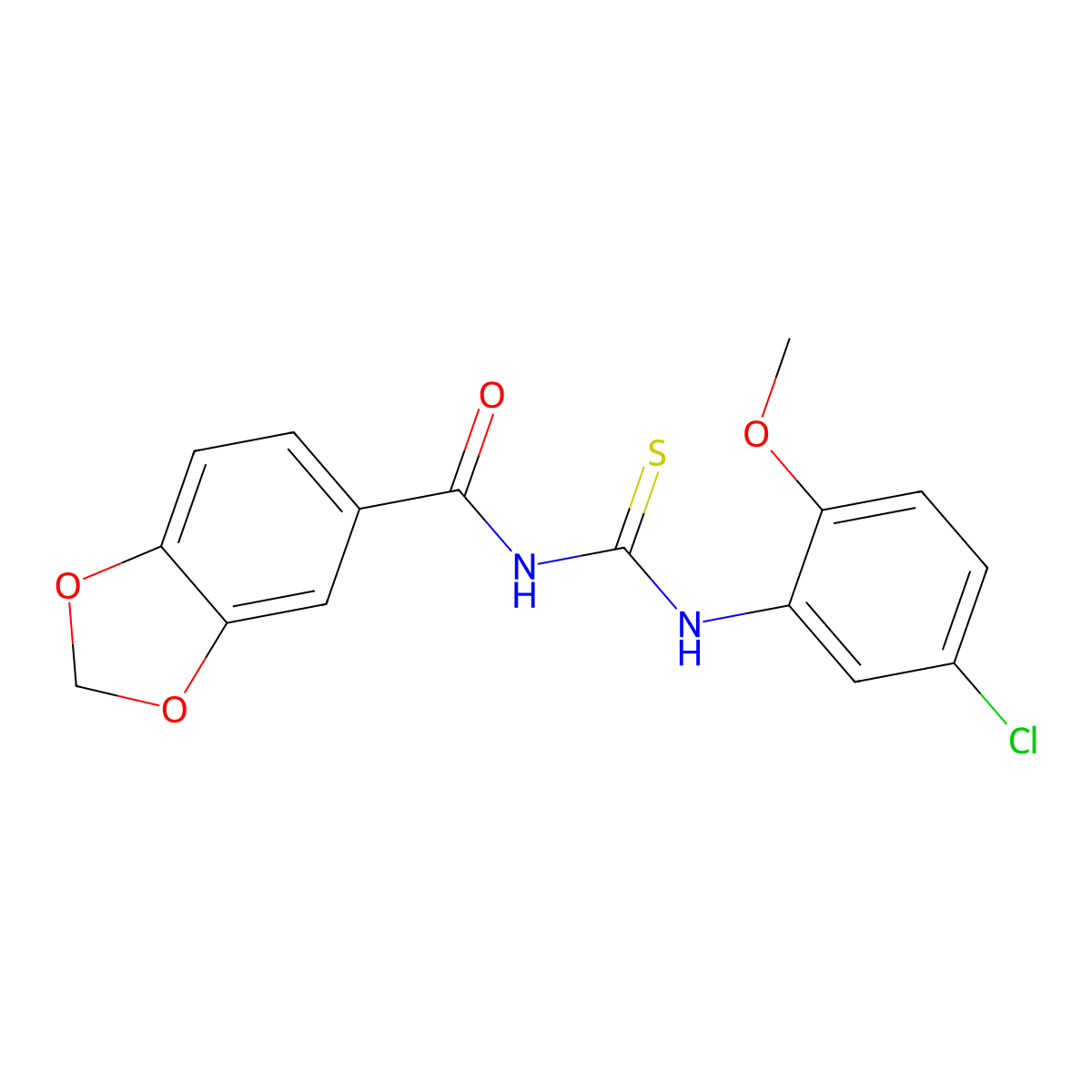 N-[(5-chloro-2-methoxyphenyl)carbamothioyl]-1,3-benzodioxole-5-carboxamide molecular structure, CAS 708250-72-0