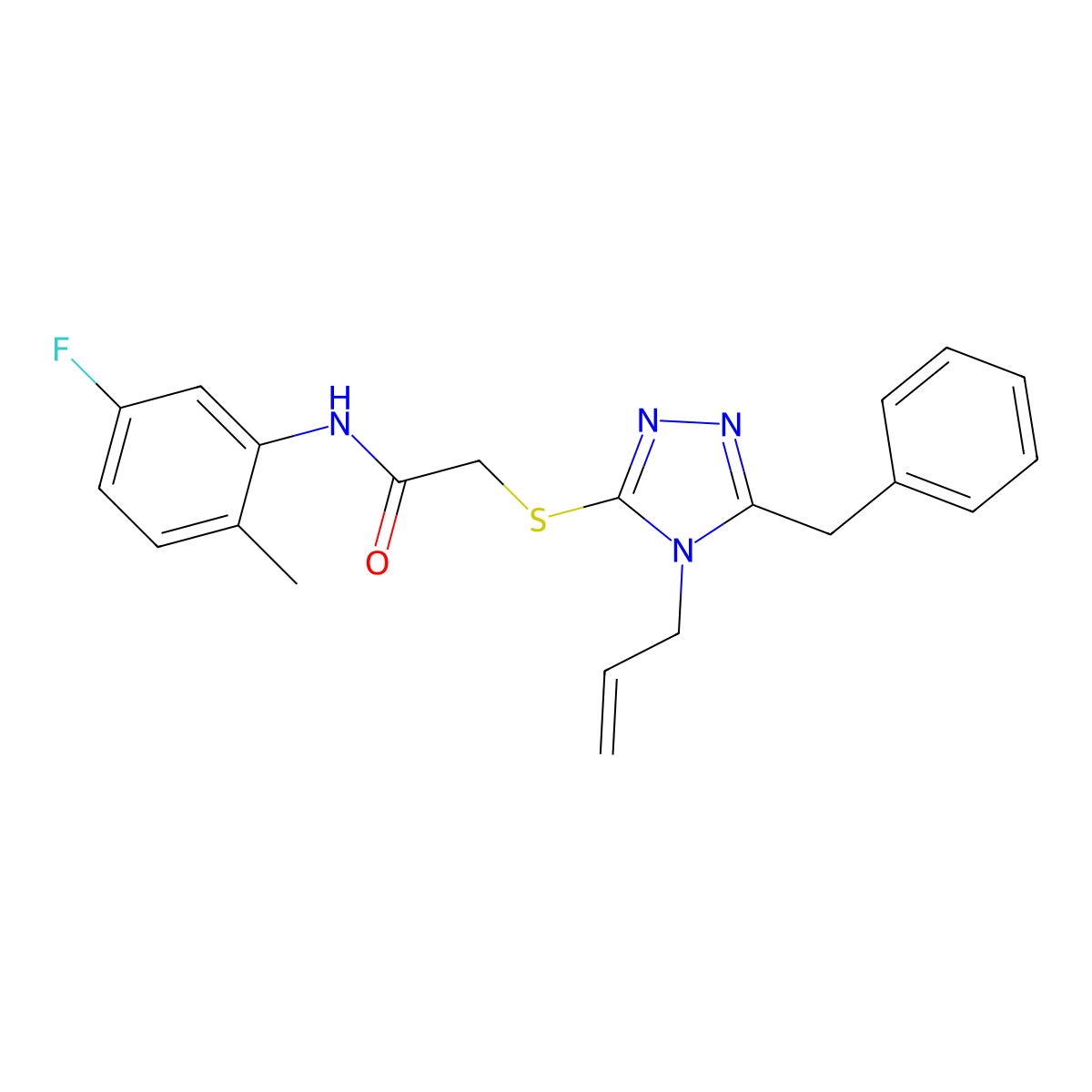2-[(5-benzyl-4-prop-2-enyl-1,2,4-triazol-3-yl)sulfanyl]-N-(5-fluoro-2-methylphenyl)acetamide molecular structure, CAS 708250-91-3
