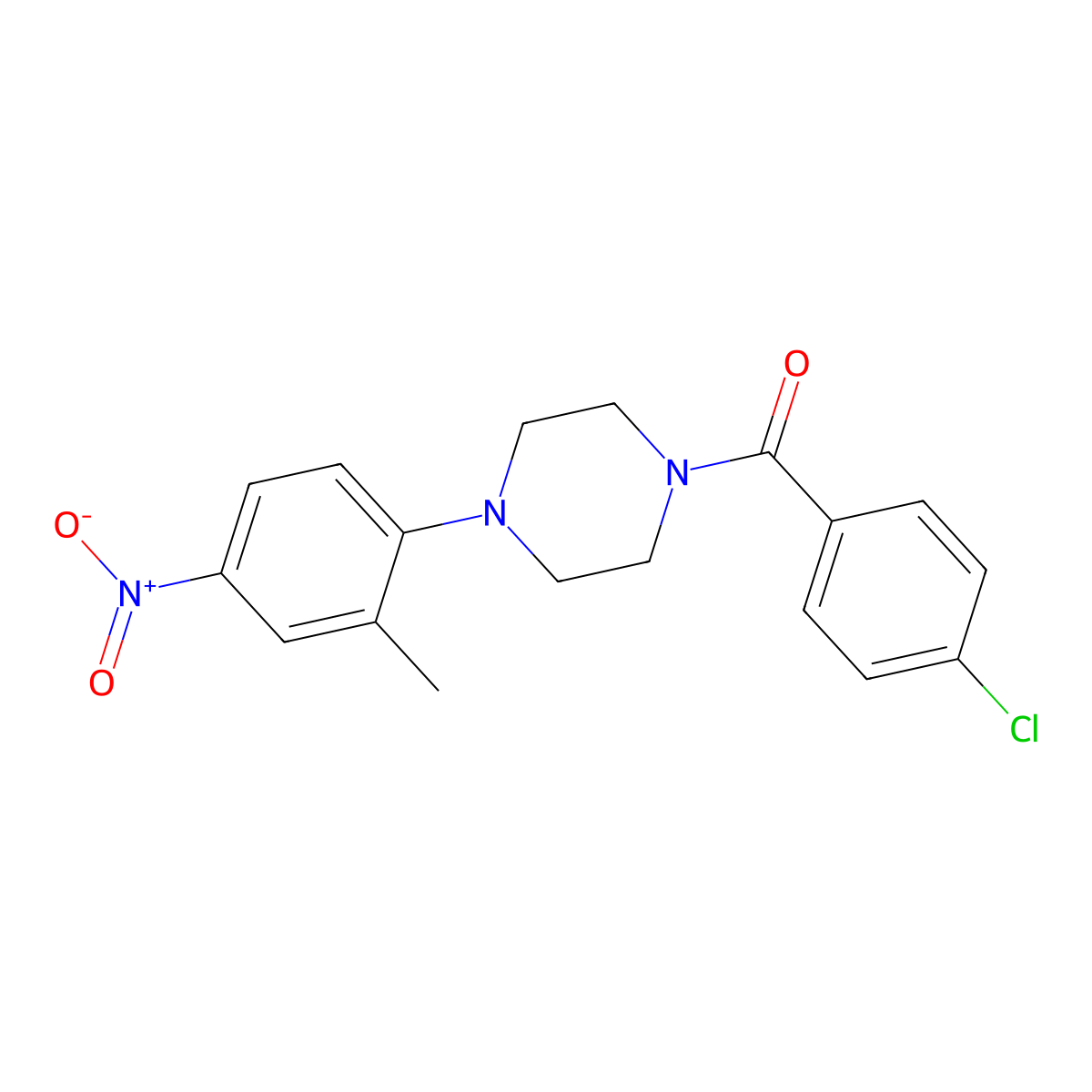 (4-Chlorophenyl)-[4-(2-methyl-4-nitrophenyl)piperazin-1-yl]methanone molecular structure, CAS 708251-10-9