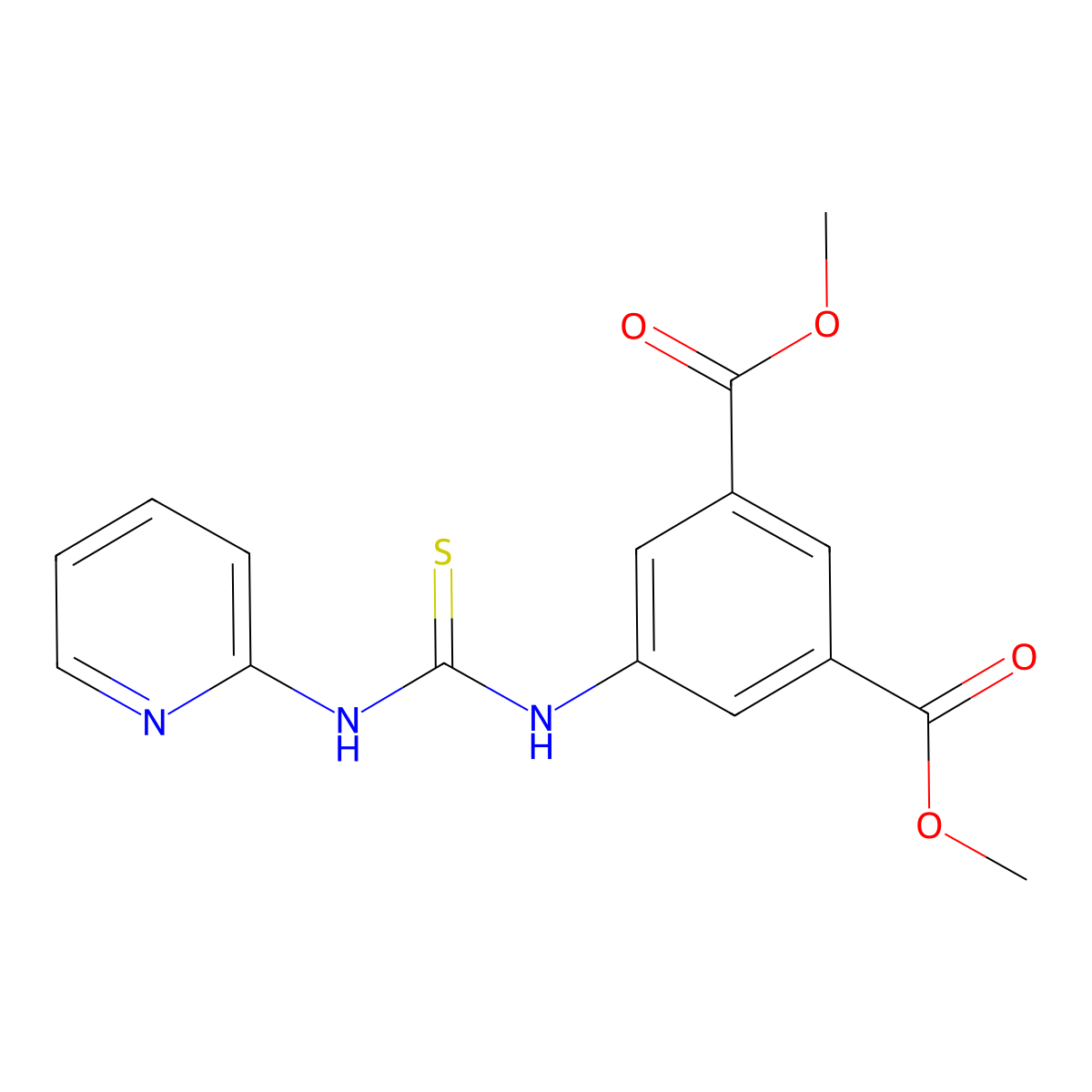 Dimethyl 5-[(pyridin-2-ylcarbamothioyl)amino]benzene-1,3-dicarboxylate molecular structure, CAS 708251-11-0