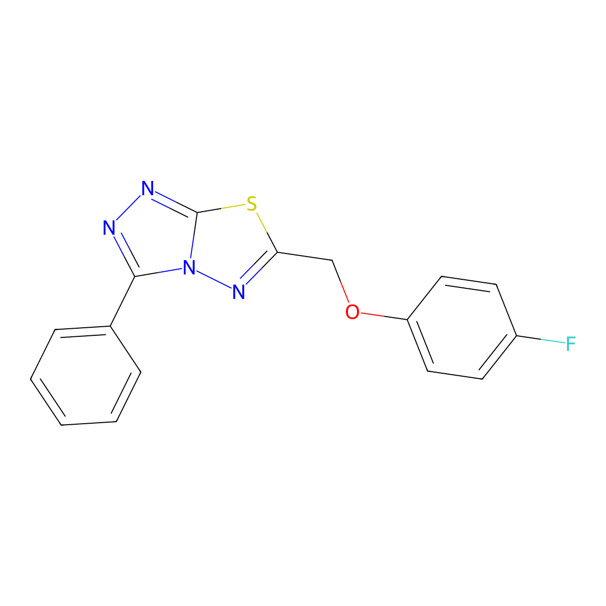6-[(4-Fluorophenoxy)methyl]-3-phenyl-[1,2,4]triazolo[3,4-b][1,3,4]thiadiazole molecular structure, CAS 708251-17-6