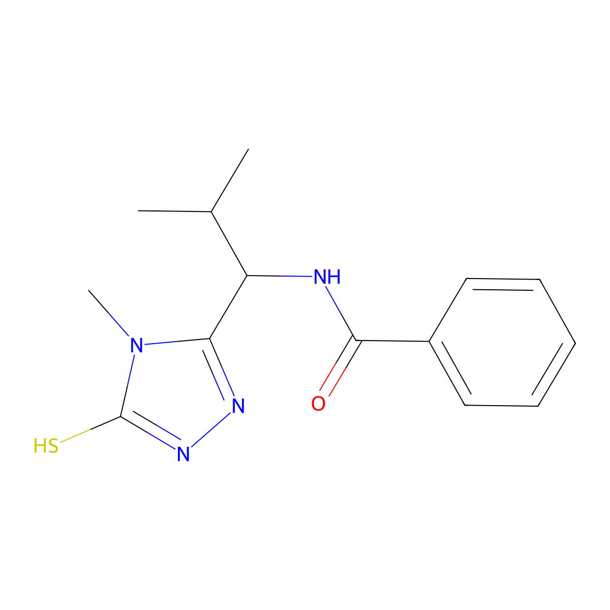 N-[2-methyl-1-(4-methyl-5-sulfanyl-4H-1,2,4-triazol-3-yl)propyl]benzamide molecular structure, CAS 708251-23-4