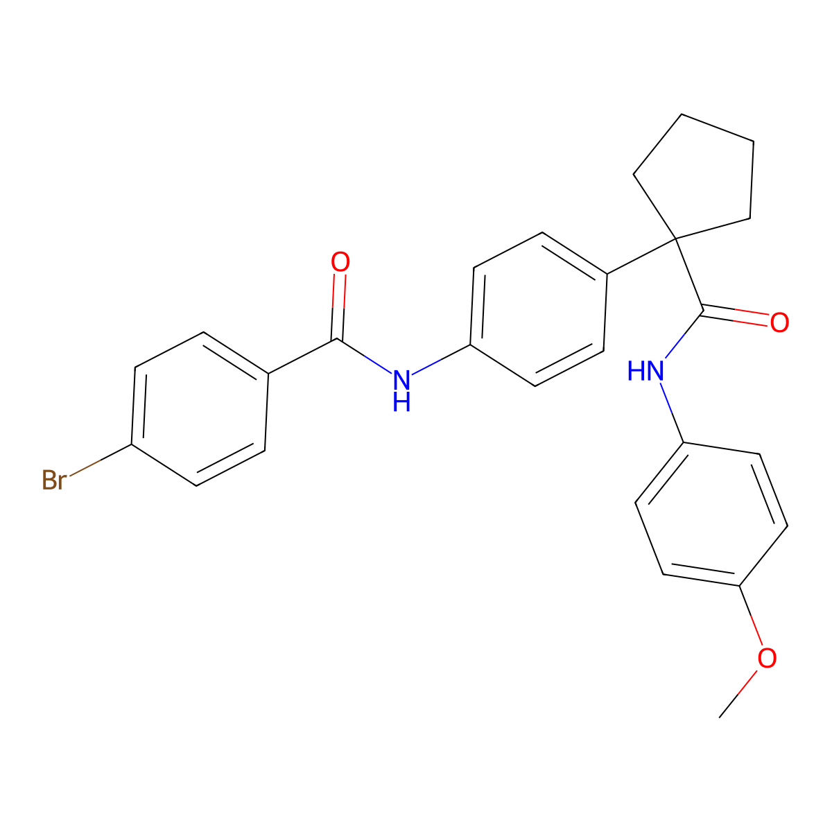 4-bromo-N-(4-{1-[(4-methoxyphenyl)carbamoyl]cyclopentyl}phenyl)benzamide molecular structure, CAS 708251-26-7