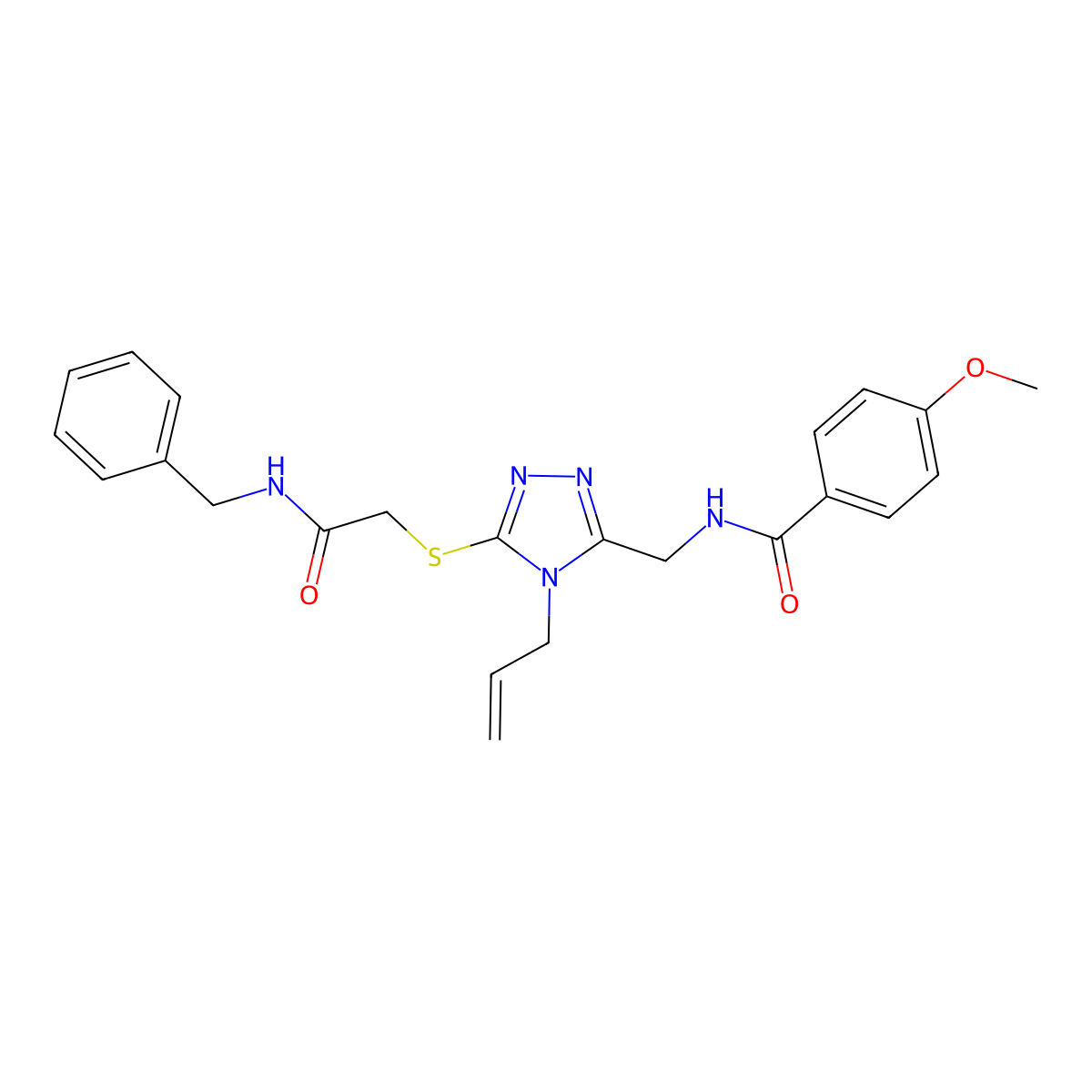N-[[5-[2-(benzylamino)-2-oxoethyl]sulfanyl-4-prop-2-enyl-1,2,4-triazol-3-yl]methyl]-4-methoxybenzamide molecular structure, CAS 708251-44-9
