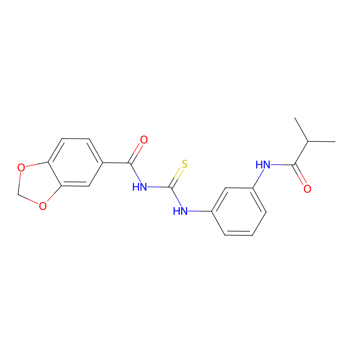 N-[[3-(2-methylpropanoylamino)phenyl]carbamothioyl]-1,3-benzodioxole-5-carboxamide molecular structure, CAS 708251-57-4