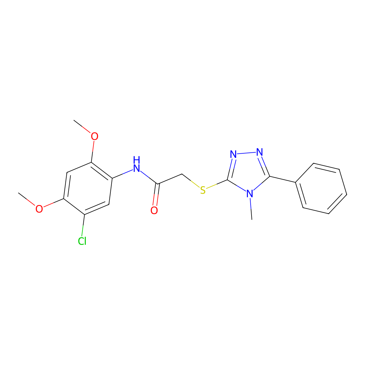 N-(5-chloro-2,4-dimethoxyphenyl)-2-[(4-methyl-5-phenyl-1,2,4-triazol-3-yl)sulfanyl]acetamide molecular structure, CAS 708251-63-2