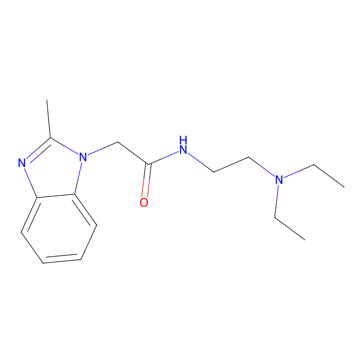 N-[2-(diethylamino)ethyl]-2-(2-methyl-1H-benzimidazol-1-yl)acetamide molecular structure, CAS 708251-76-7