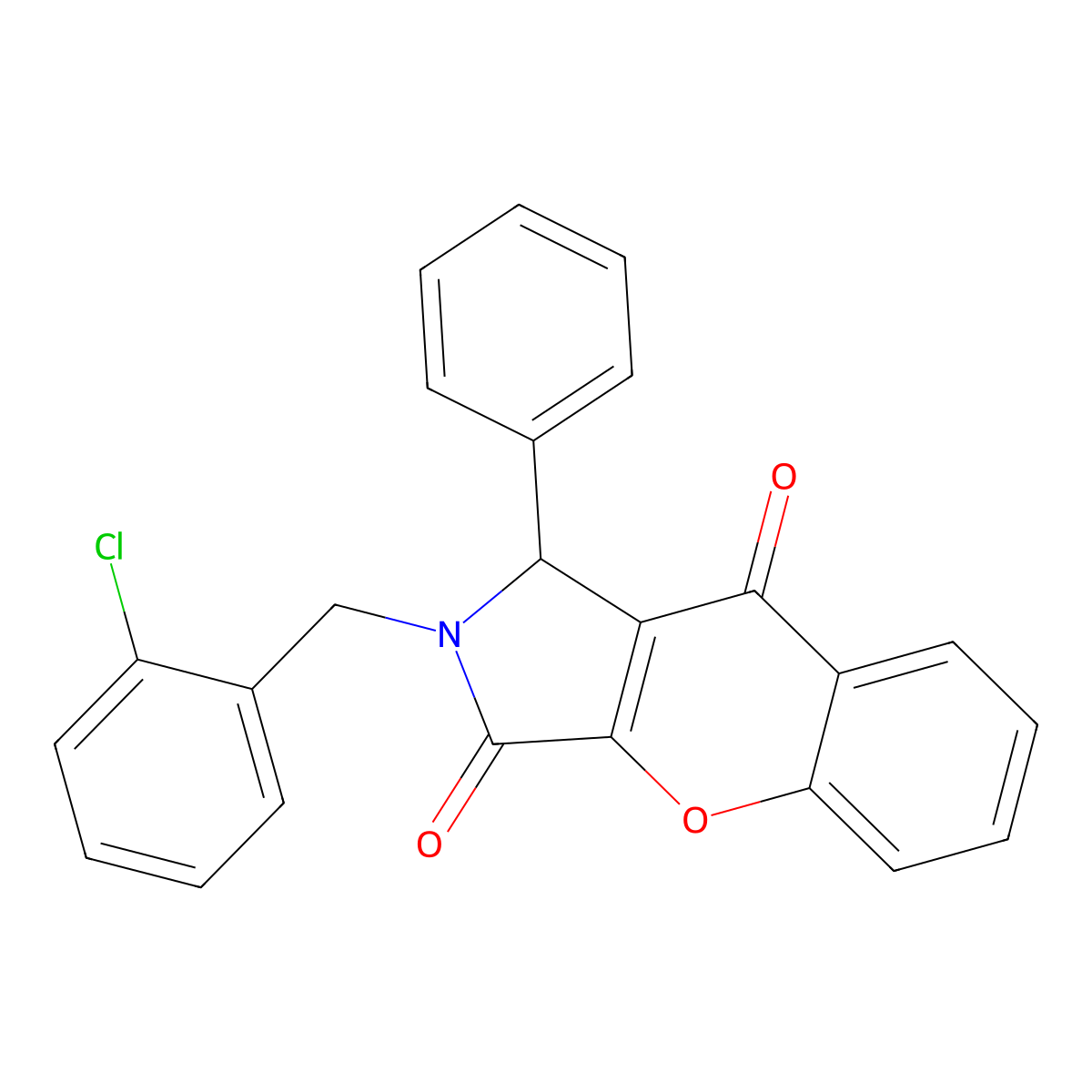 2-(2-Chlorobenzyl)-1-phenyl-1,2-dihydrochromeno[2,3-c]pyrrole-3,9-dione molecular structure, CAS 708252-02-2