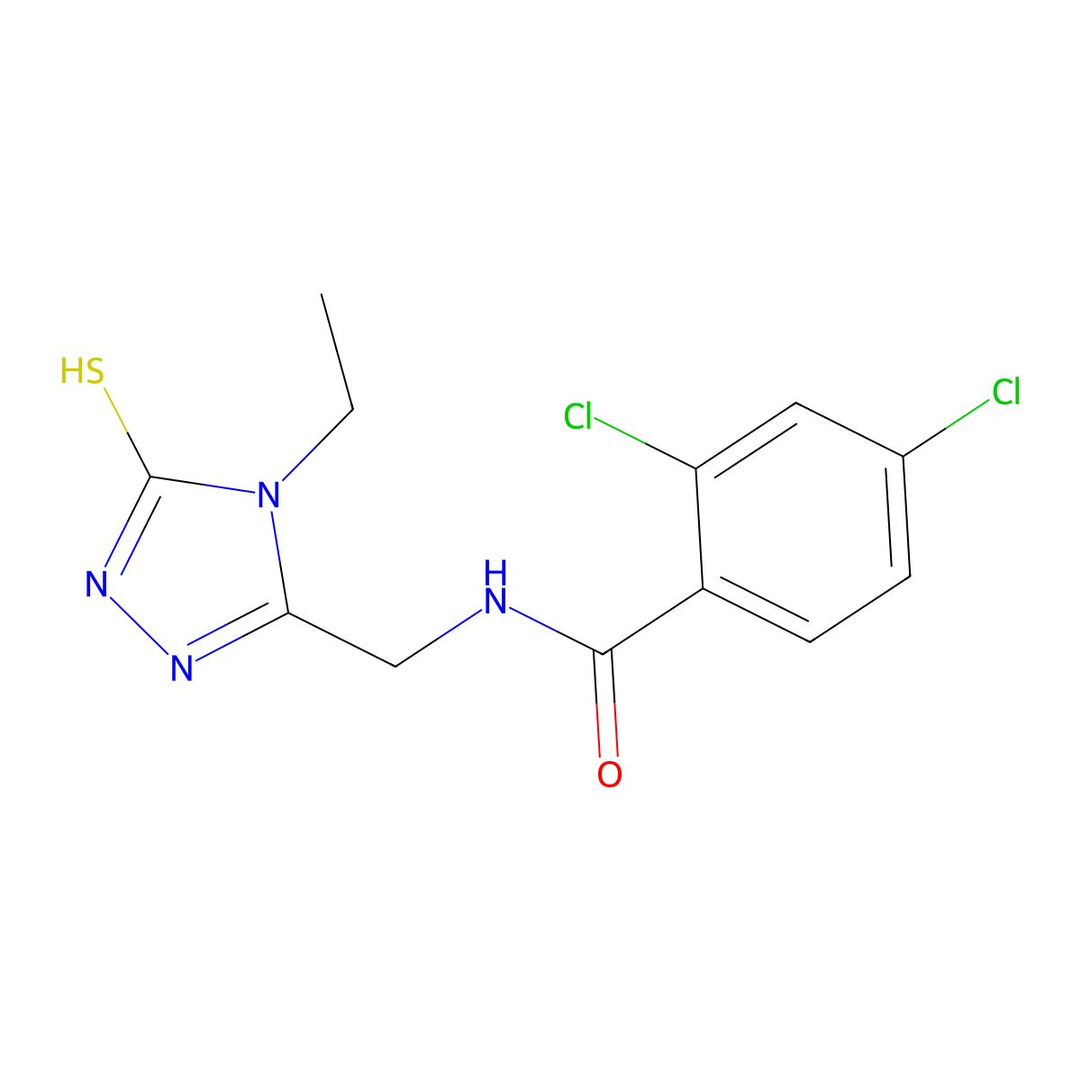 2,4-dichloro-N-[(4-ethyl-5-sulfanylidene-1H-1,2,4-triazol-3-yl)methyl]benzamide molecular structure, CAS 708252-07-7
