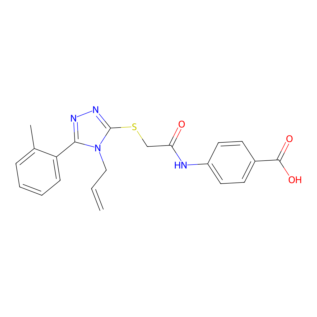 4-[({[5-(2-methylphenyl)-4-(prop-2-en-1-yl)-4H-1,2,4-triazol-3-yl]sulfanyl}acetyl)amino]benzoic acid molecular structure, CAS 708252-11-3