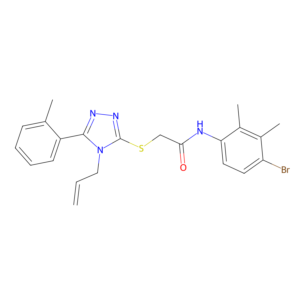 N-(4-bromo-2,3-dimethylphenyl)-2-[[5-(2-methylphenyl)-4-prop-2-enyl-1,2,4-triazol-3-yl]sulfanyl]acetamide molecular structure, CAS 708252-24-8