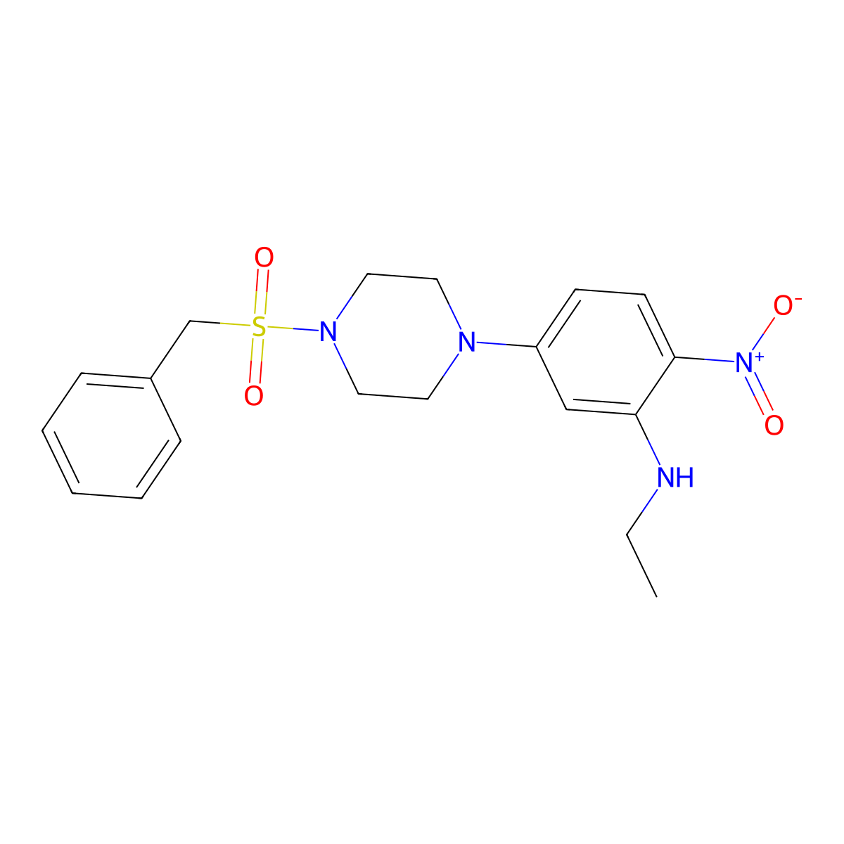 5-(4-benzylsulfonylpiperazin-1-yl)-N-ethyl-2-nitroaniline molecular structure, CAS 708252-34-0