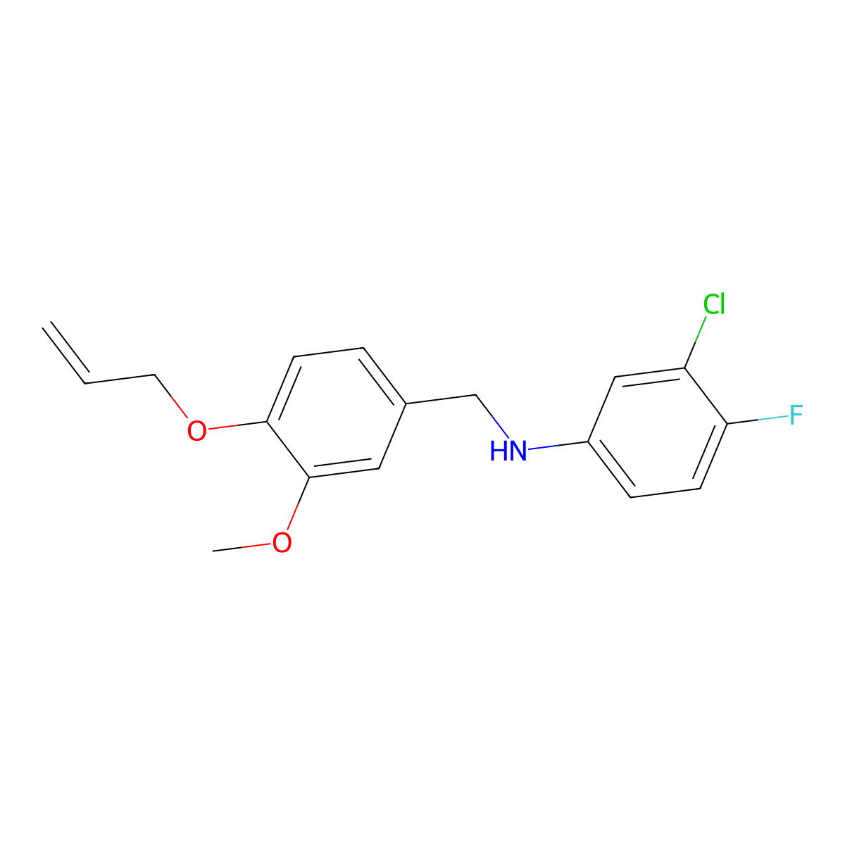 N-[4-(allyloxy)-3-methoxybenzyl]-N-(3-chloro-4-fluorophenyl)amine molecular structure, CAS 708252-42-0