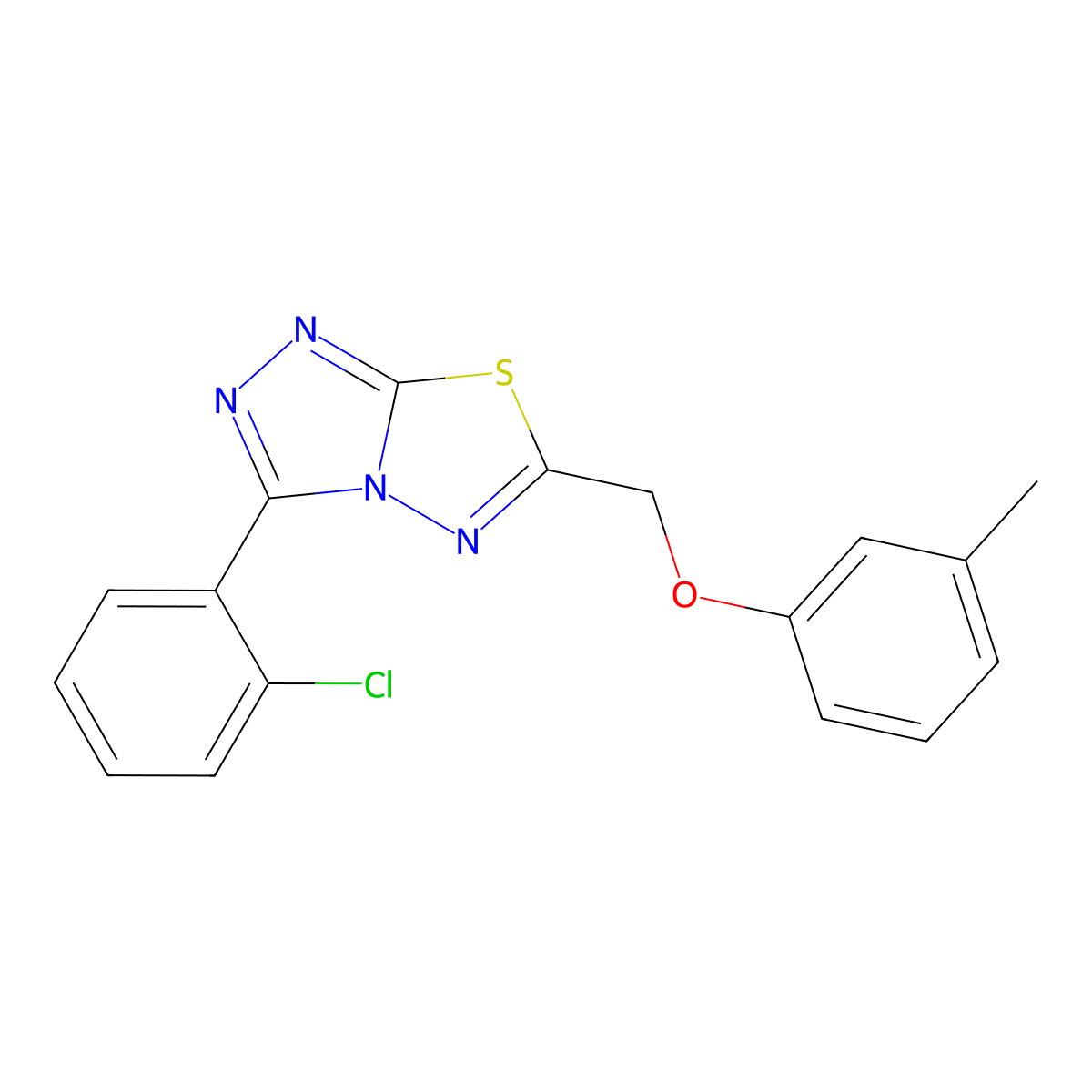 3-(2-Chlorophenyl)-6-[(3-methylphenoxy)methyl]-[1,2,4]triazolo[3,4-b][1,3,4]thiadiazole molecular structure, CAS 708252-52-2