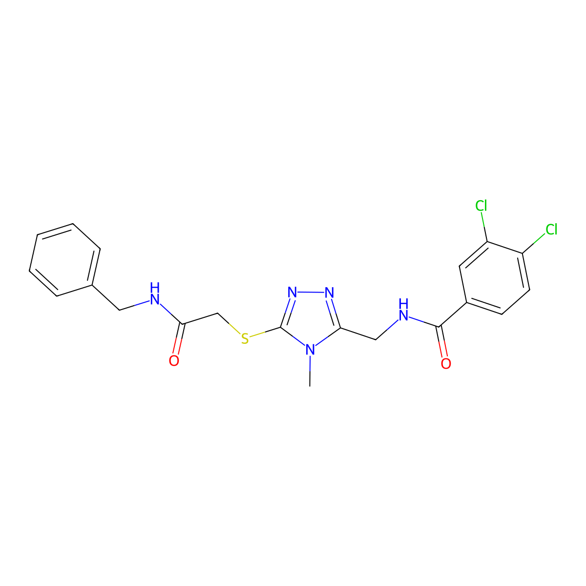 N-[(5-{[2-(benzylamino)-2-oxoethyl]sulfanyl}-4-methyl-4H-1,2,4-triazol-3-yl)methyl]-3,4-dichlorobenzamide molecular structure, CAS 708252-69-1