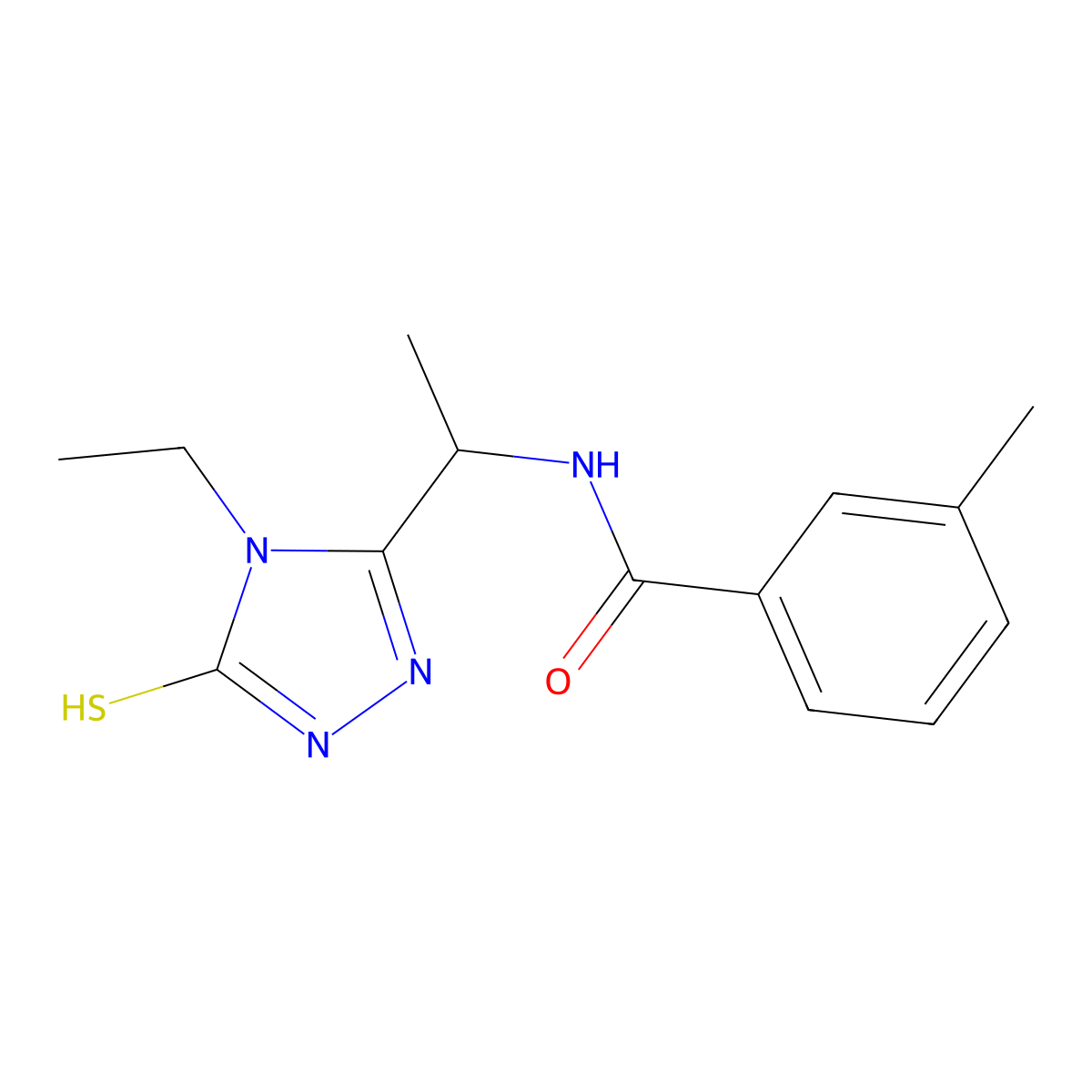 N-[1-(4-ethyl-5-sulfanylidene-1H-1,2,4-triazol-3-yl)ethyl]-3-methylbenzamide molecular structure, CAS 708252-75-9