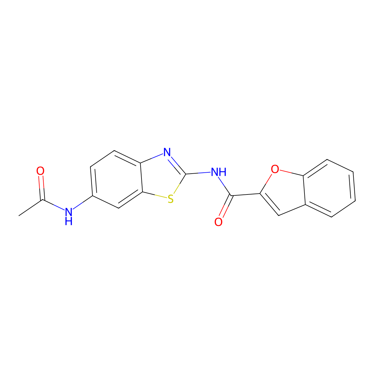 N-[6-(acetylamino)-1,3-benzothiazol-2-yl]-1-benzofuran-2-carboxamide molecular structure, CAS 708252-91-9