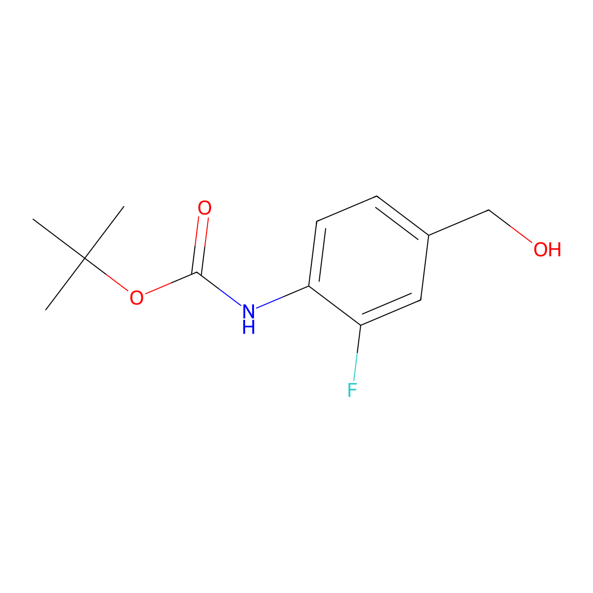 tert-butyl N-[2-fluoro-4-(hydroxymethyl)phenyl]carbamate molecular structure, CAS 708261-13-6
