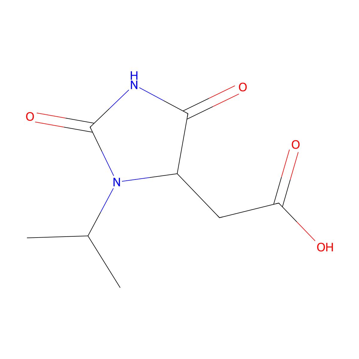 2-(3-Isopropyl-2,5-dioxoimidazolidin-4-yl)acetic acid molecular structure, CAS 708261-61-4