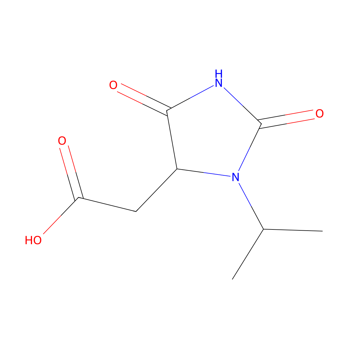 2-(3-Isopropyl-2,5-dioxoimidazolidin-4-yl)acetic acid molecular structure, CAS 708261-61-4