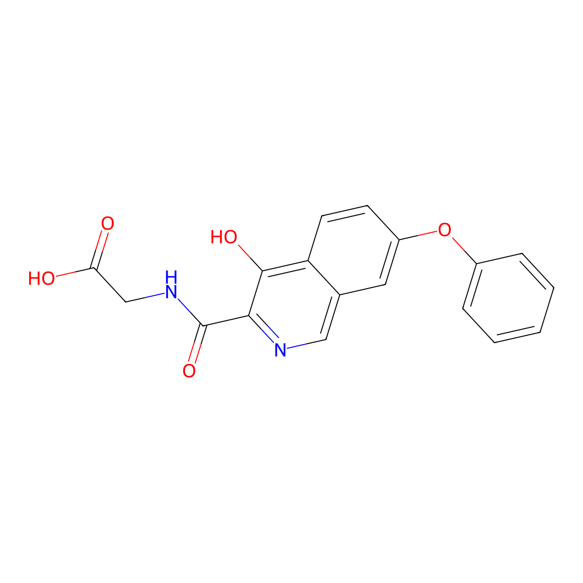 Glycine, N-[(4-hydroxy-7-phenoxy-3-isoquinolinyl)carbonyl]- molecular structure, CAS 708263-68-7