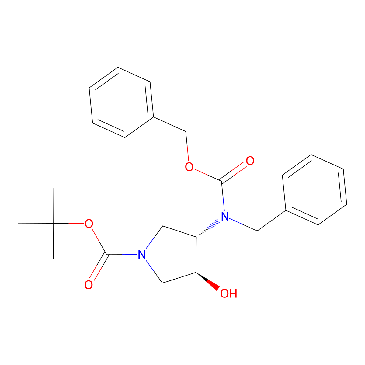 (3S,4S)-tert-Butyl 3-(benzyl((benzyloxy)carbonyl)amino)-4-hydroxypyrrolidine-1-carboxylate molecular structure, CAS 708273-38-5