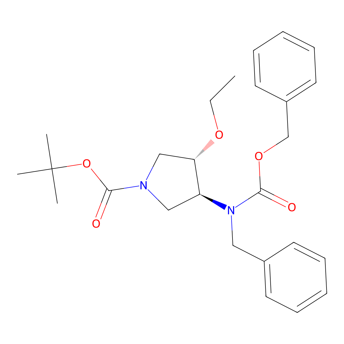 (3S,4S)-tert-butyl 3-(benzyl(benzyloxycarbonyl)amino)-4-ethoxypyrrolidine-1-carboxylate molecular structure, CAS 708273-39-6