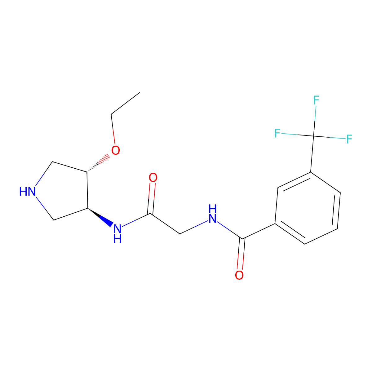 N-(2-((3S,4S)-4-ethoxypyrrolidin-3-ylamino)-2-oxoethyl)-3-(trifluoromethyl)benzamide molecular structure, CAS 708273-42-1