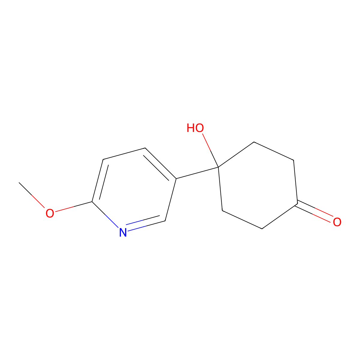 4-Hydroxy-4-(6-methoxypyridin-3-YL)cyclohexanone molecular structure, CAS 708273-57-8