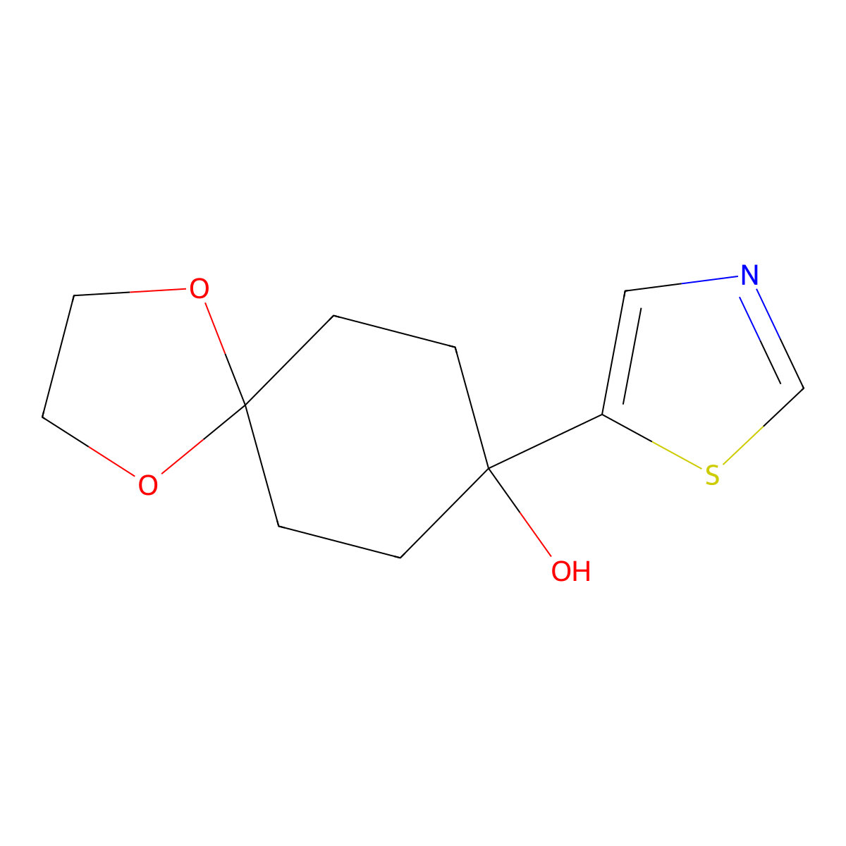 8-Hydroxy-8-(5-thiazolyl)-1,4-dioxaspiro[4.5]decane molecular structure, CAS 708274-10-6