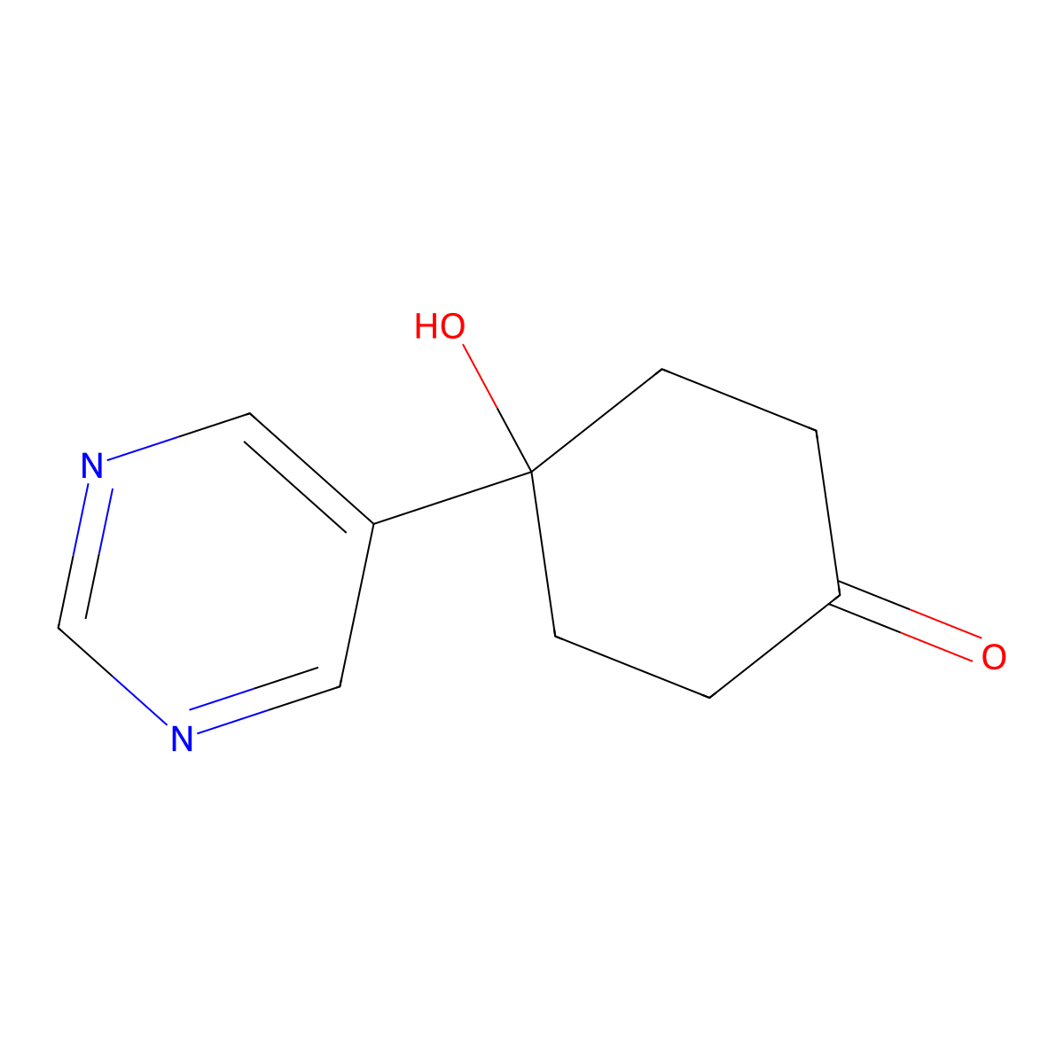 4-Hydroxy-4-(5-pyrimidinyl)cyclohexanone molecular structure, CAS 708274-26-4