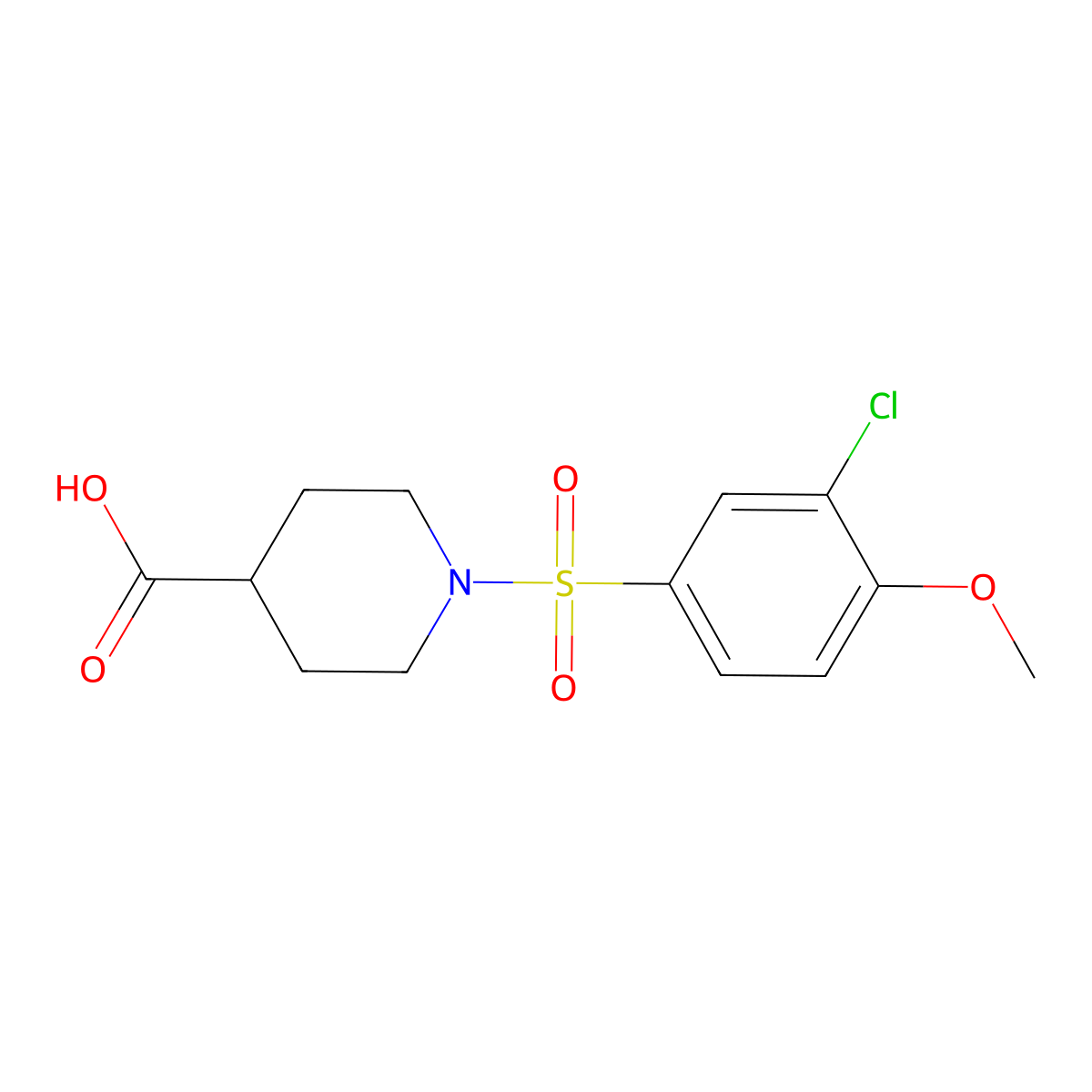1-[(3-Chloro-4-methoxyphenyl)sulfonyl]piperidine-4-carboxylic acid molecular structure, CAS 708279-07-6