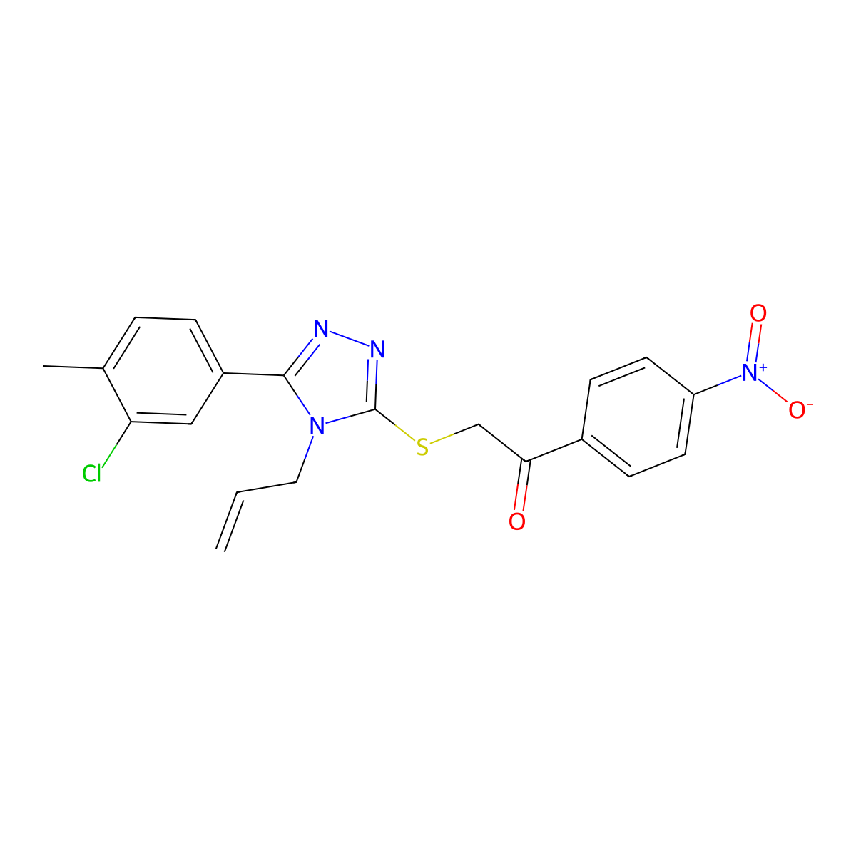 2-[[5-(3-Chloro-4-methylphenyl)-4-prop-2-enyl-1,2,4-triazol-3-yl]sulfanyl]-1-(4-nitrophenyl)ethanone molecular structure, CAS 708279-18-9