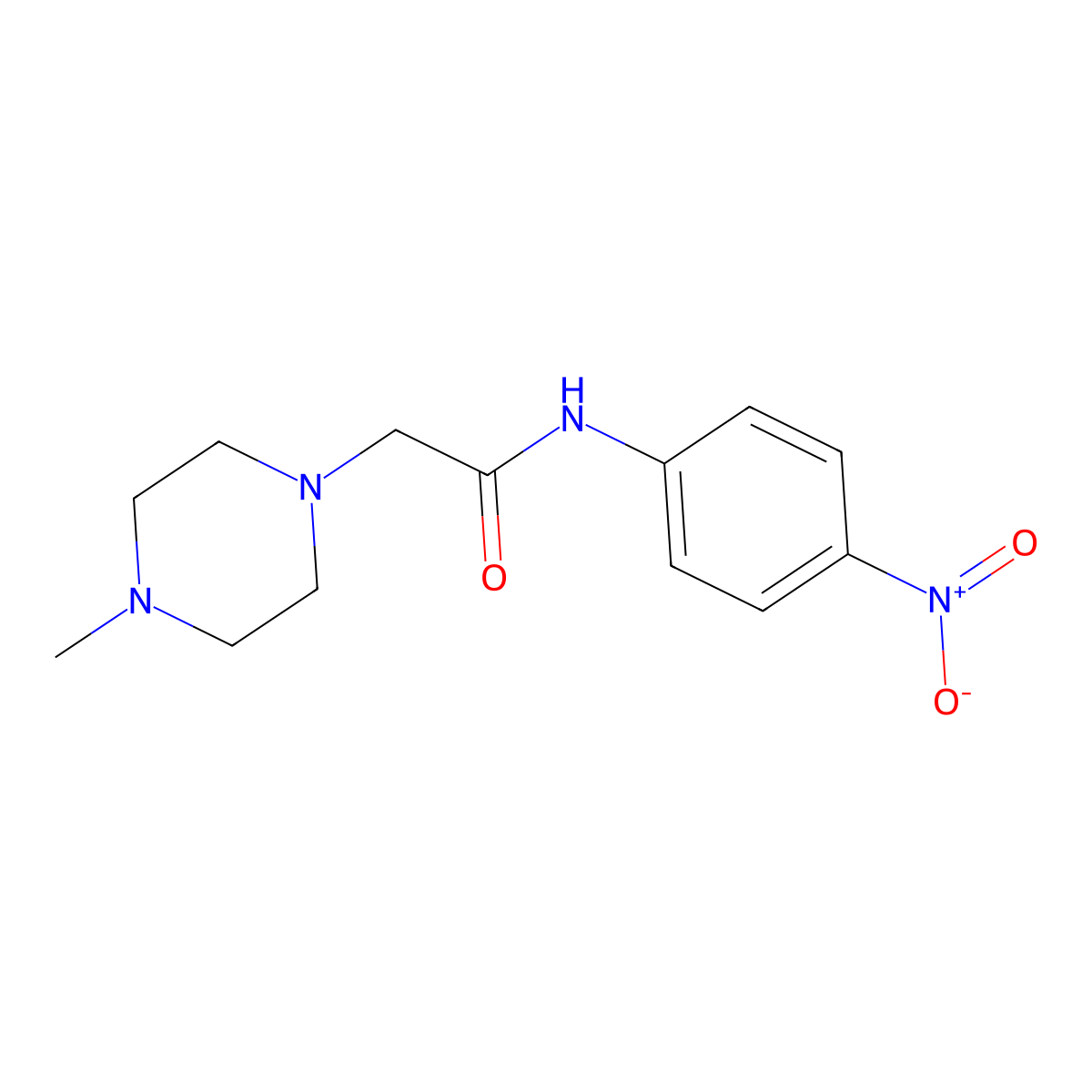 4-methyl-N-(4-nitrophenyl)-1-Piperazineacetamide molecular structure, CAS 708279-23-6