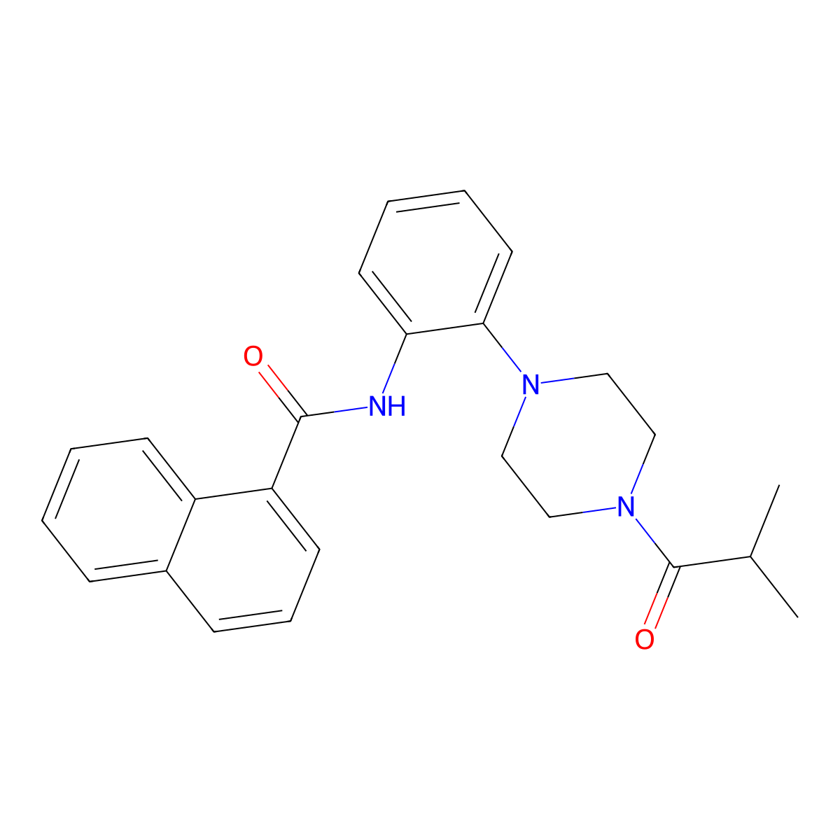N-[2-[4-(2-methylpropanoyl)piperazin-1-yl]phenyl]naphthalene-1-carboxamide molecular structure, CAS 708279-36-1