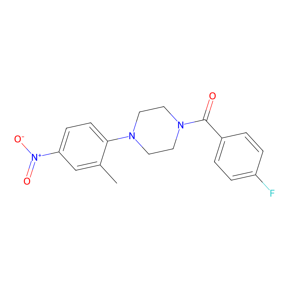 (4-Fluorophenyl)-[4-(2-methyl-4-nitrophenyl)piperazin-1-yl]methanone molecular structure, CAS 708279-47-4