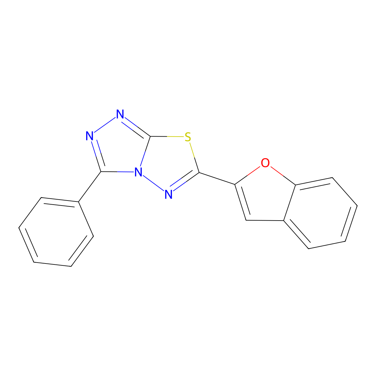 6-(1-Benzofuran-2-yl)-3-phenyl[1,2,4]triazolo[3,4-b][1,3,4]thiadiazole molecular structure, CAS 708279-76-9