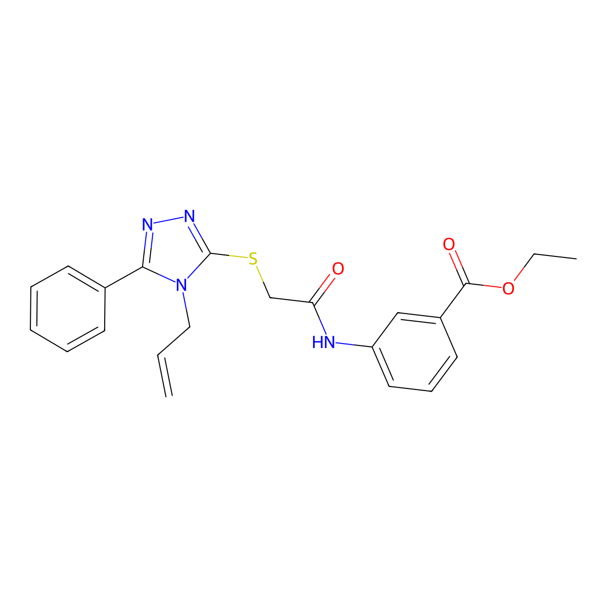 ethyl 3-[({[5-phenyl-4-(prop-2-en-1-yl)-4H-1,2,4-triazol-3-yl]sulfanyl}acetyl)amino]benzoate molecular structure, CAS 708279-80-5