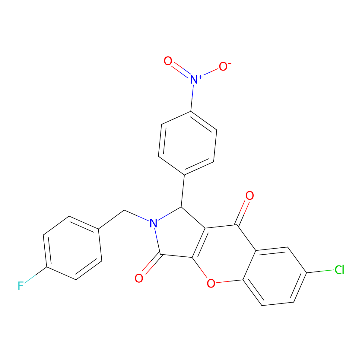 7-chloro-2-[(4-fluorophenyl)methyl]-1-(4-nitrophenyl)-1H-chromeno[2,3-c]pyrrole-3,9-dione molecular structure, CAS 708279-86-1