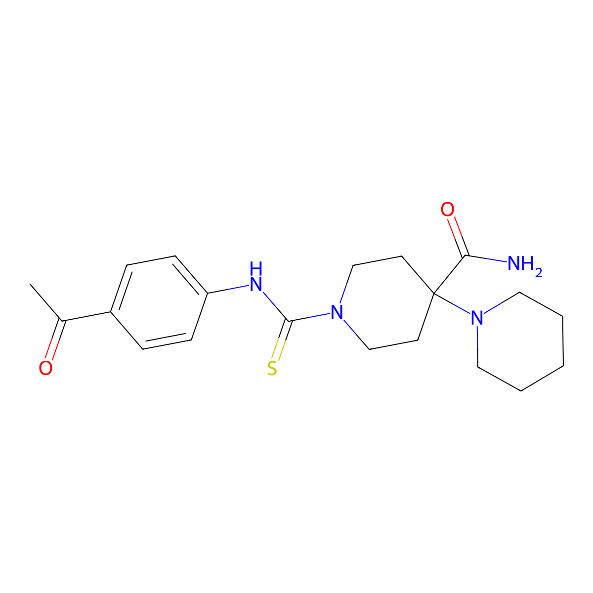 1-[(4-Acetylphenyl)carbamothioyl]-4-piperidin-1-ylpiperidine-4-carboxamide molecular structure, CAS 708279-97-4