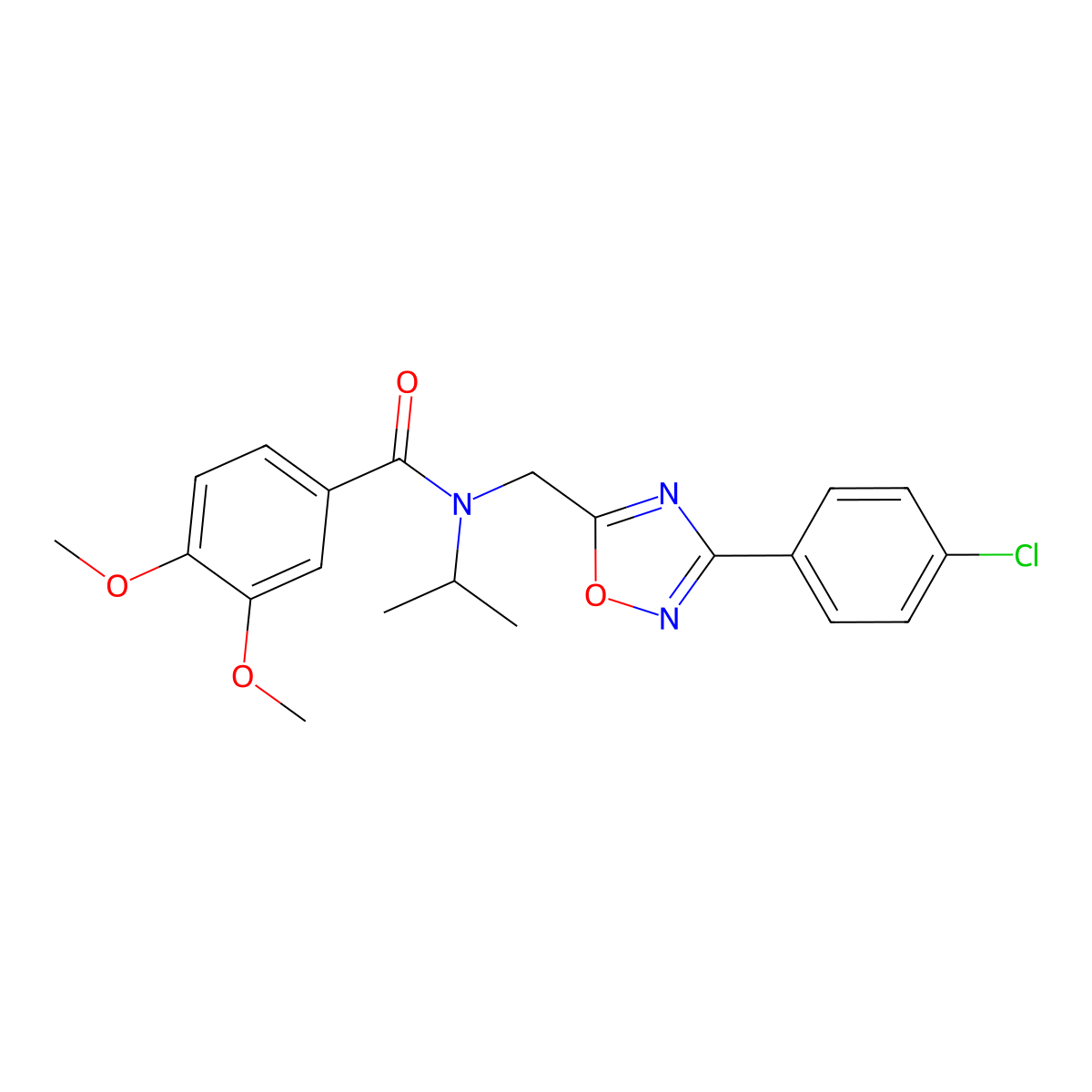 N-[[3-(4-chlorophenyl)-1,2,4-oxadiazol-5-yl]methyl]-3,4-dimethoxy-N-propan-2-ylbenzamide molecular structure, CAS 708280-03-9