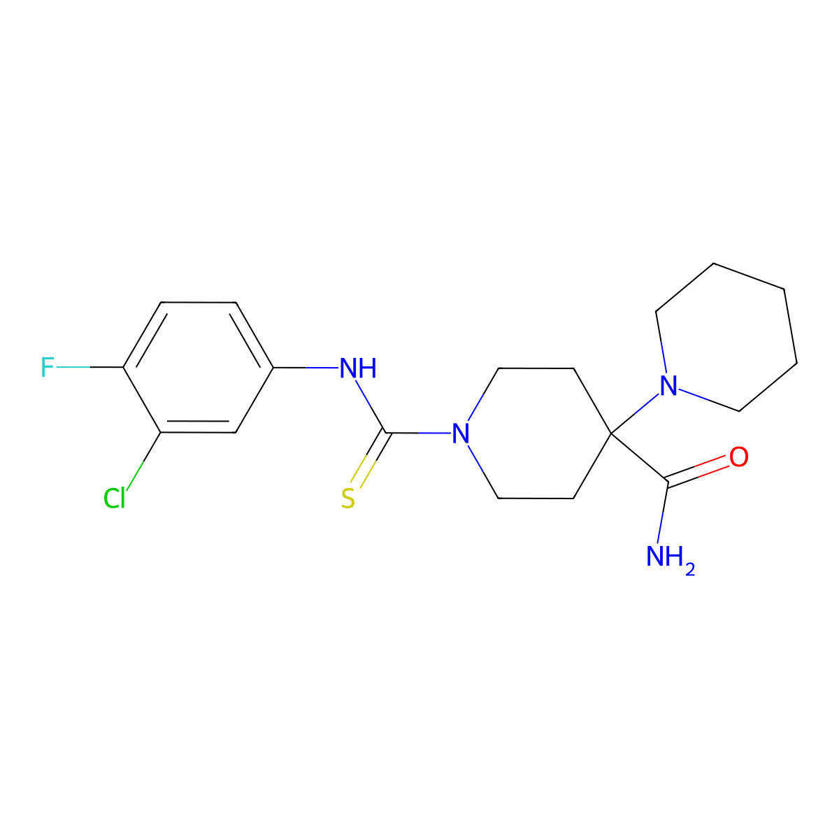 1-[(3-Chloro-4-fluorophenyl)carbamothioyl]-4-piperidin-1-ylpiperidine-4-carboxamide molecular structure, CAS 708280-19-7